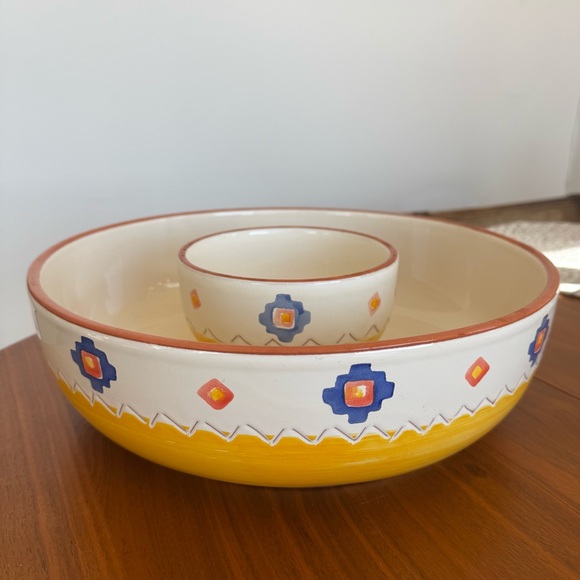 ⚡️SOLD⚡️ Vintage Santa Fé Brand Ceramic Southwestern Chips And Salsa Bowl Set - Picture 9 of 10